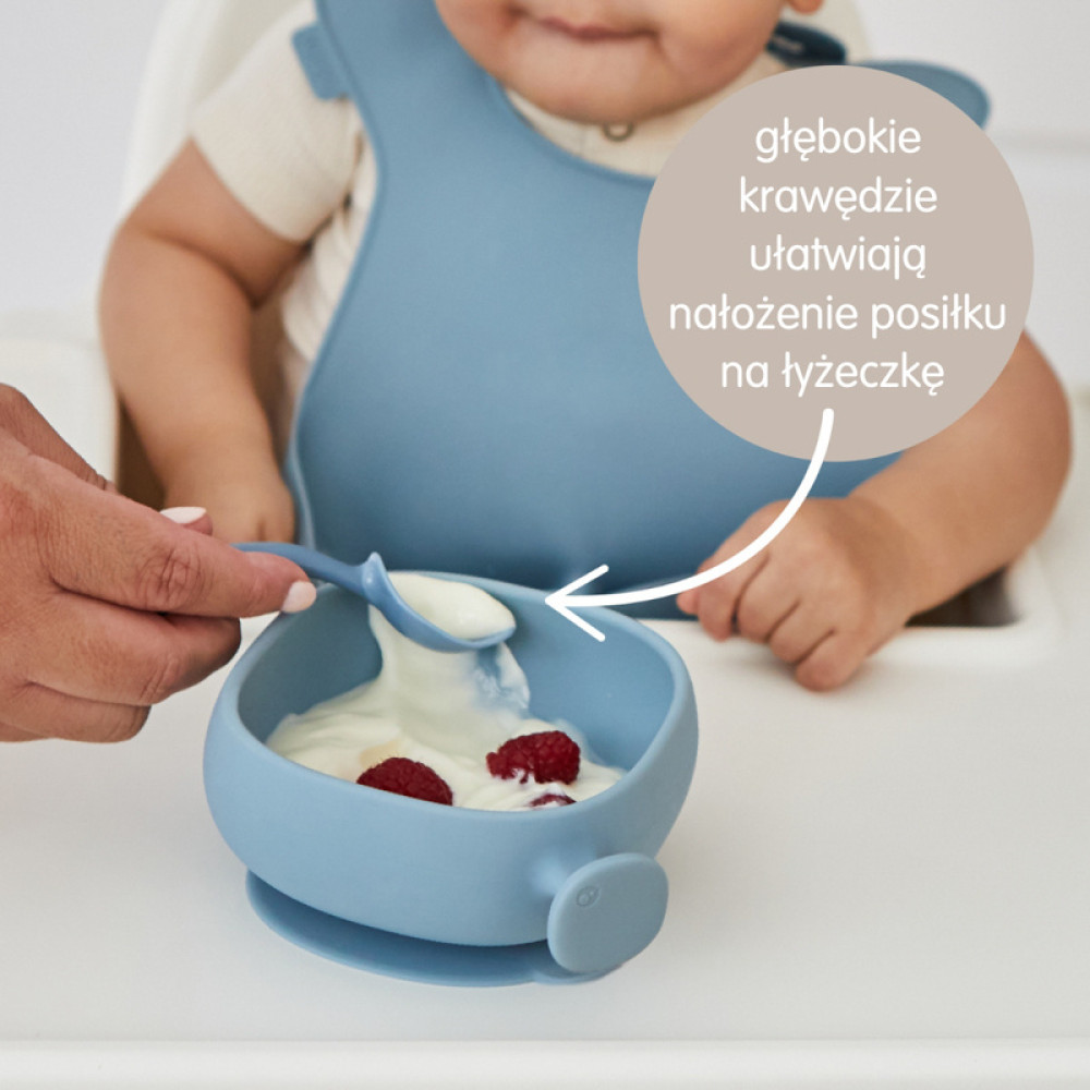 b.box - Silikonowa miseczka z przyssawką i pokrywką dla dzieci • Latte