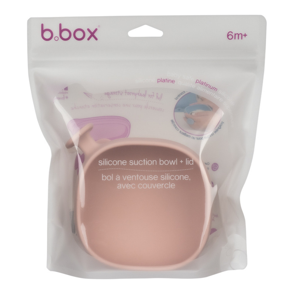b.box - дитяча силіконова мисочка з присоскою та кришкою • Blush