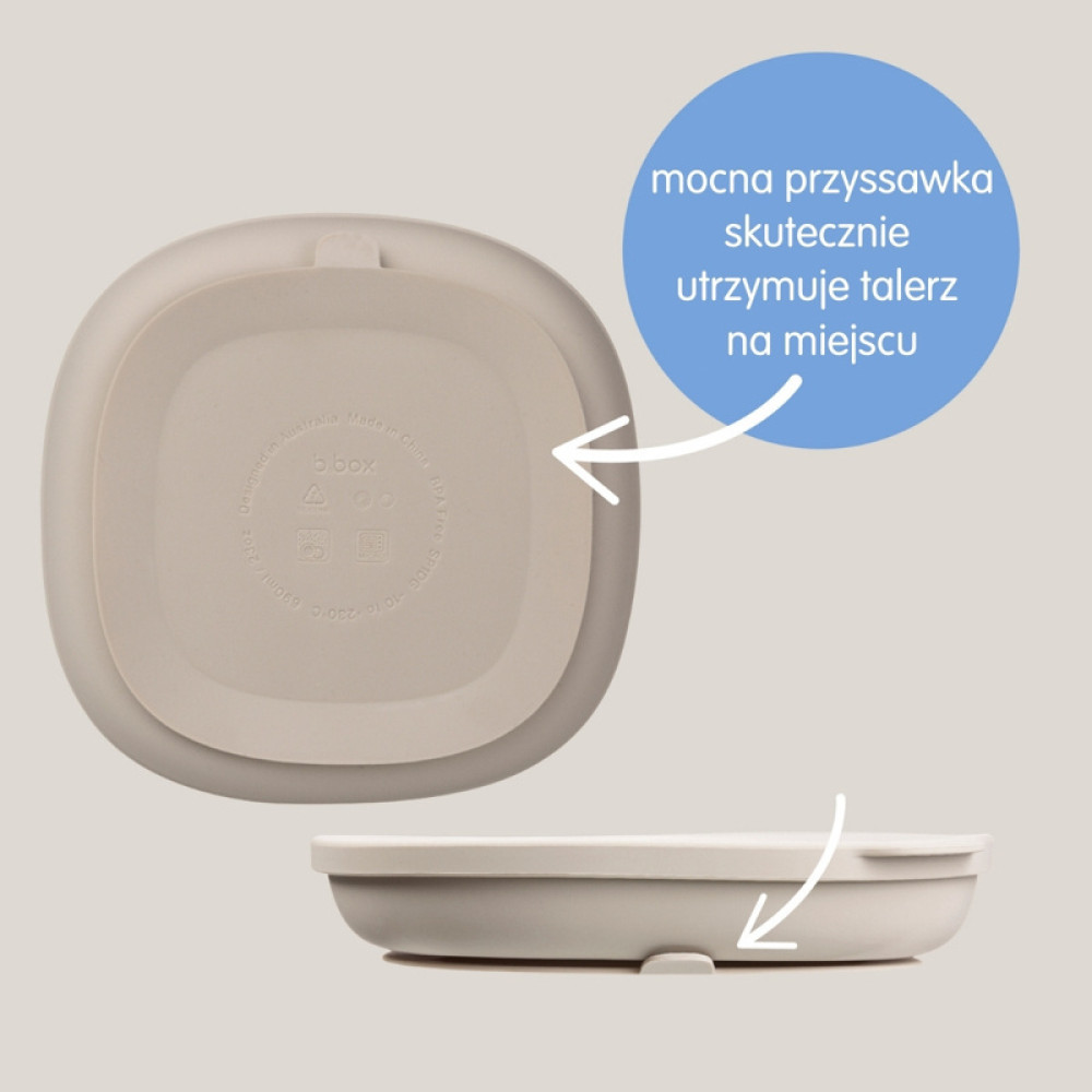 b.box - силіконова трисекційна тарілка з присоскою та кришкою • Blush