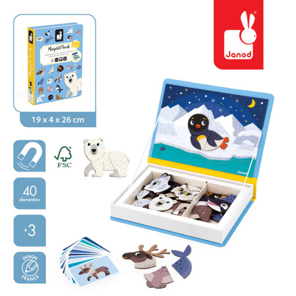 Janod - Magnetyczna układanka Zwierzęta polarne Magnetibook 3-8 lat Janod - Magnetyczna układanka Zwierzęta polarne Magnetibook 3-8 lat