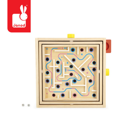 Janod - Gra zręcznościowa Labirynt Ball Maze Applepop 5+
