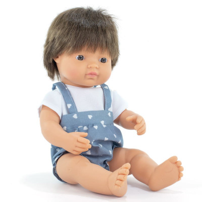 Miniland - Lalka chłopiec Europejczyk Brązowe Włosy 38 cm My Friends & Me