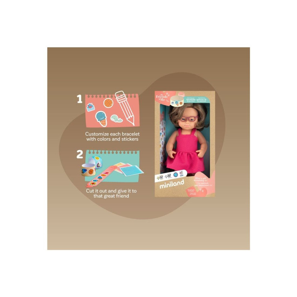 Miniland - Lalka Dziewczynka Europejka z Zespołem Downa 38 cm