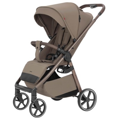 Carrello Bravo Lite CRL-5529 - wózek spacerowy całoroczny, spacerówka z dużymi kołami, z lampką LED, teleskopowa regulacja rączki, łatwe składanie • Wood Beige