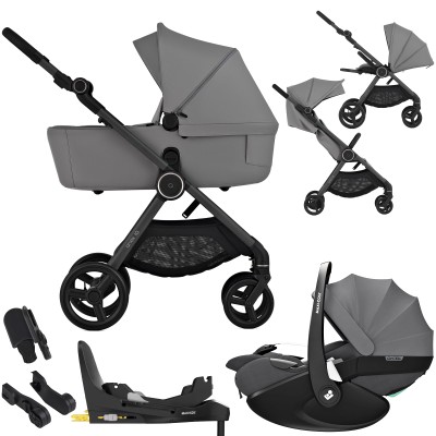 Anex iQ - wózek dziecięcy 3w1 (gondola, siedzisko, spacerówka do samolotu, 2 zestawy kół  + fotelik Maxi Cosi Pebble 360 Pro² + baza FamilyFix 360 Pro + adaptery do fotelika) • Zestaw