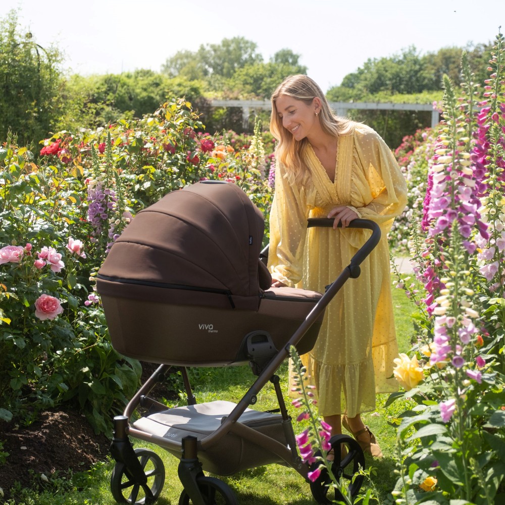 Tutis Viva 6+ - дитяча коляска 2в1, термолюлька, двосторонній матрац літо–зима, ілюстрації всередині капюшона • Essential Espresso