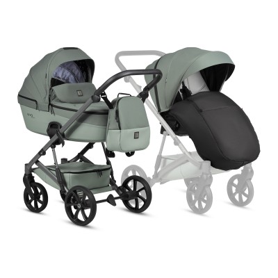 Tutis Viva 6+ - wózek dziecięcy 2w1, gondola termiczna, materac dwustronny lato-zima, ilustracje wewnątrz budki • Essential Sage