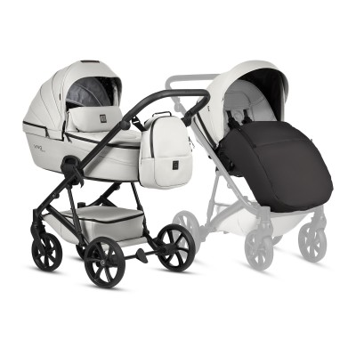 Tutis Viva 6+ - wózek dziecięcy 2w1 z ekoskóry, gondola termiczna, materac dwustronny lato-zima, ilustracje wewnątrz budki • Leather Cloud