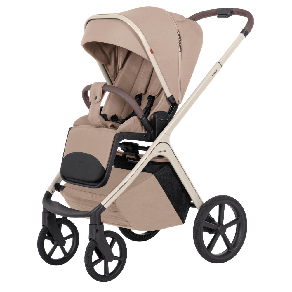 Carrello Vector CRL-6550 - lekki wózek dziecięcy 2w1 z regulacją wysokości gondoli i siedziska spacerówki • Walnut Beige