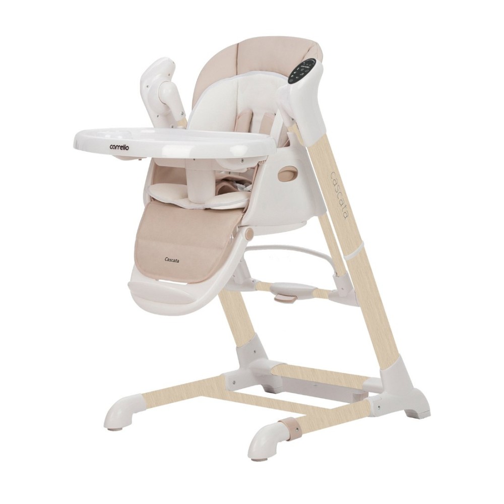 Carrello Cascata CRL-10303 - krzesełko do karmienia, bujaczek z pilotem (0-36 mc) • Cream Beige Wooden