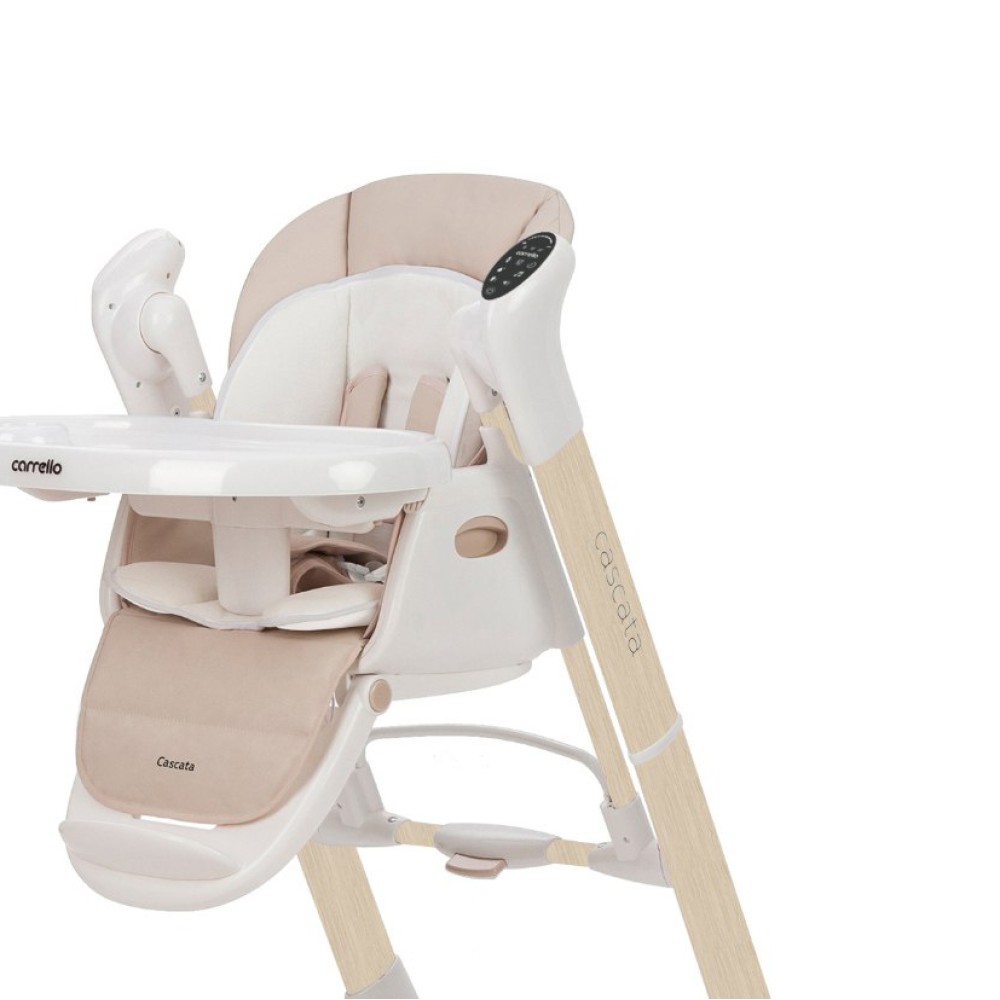 Carrello Cascata CRL-10303 - krzesełko do karmienia, bujaczek z pilotem (0-36 mc) • Cream Beige Wooden