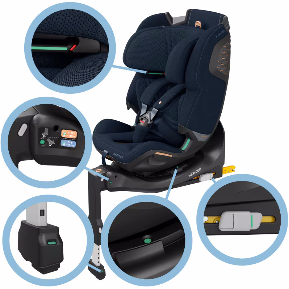 Maxi Cosi Emerald 360 Pro - wysuwany, obrotowy fotelik samochodowy (0 - 12lat / 40 - 150cm / 0 - 36kg) • Authentic Blue