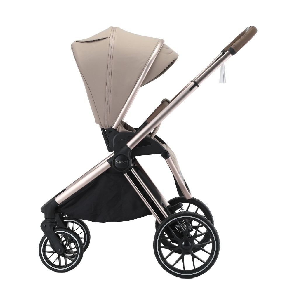 Adamex Spark - wózek dziecięcy 2w1, miękka gondola, teleskopowa rączka dla rodziców • 2 Champagne Latte