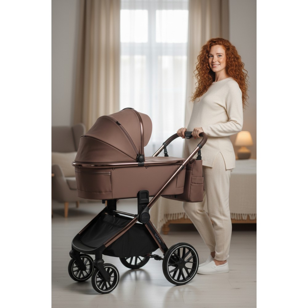 Adamex Spark - дитяча коляска 2в1, люлька складається, телескопічна ручка для батьків  • 12 Chocolate Truffle