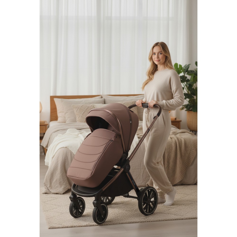 Adamex Spark - дитяча коляска 2в1, люлька складається, телескопічна ручка для батьків  • 12 Chocolate Truffle