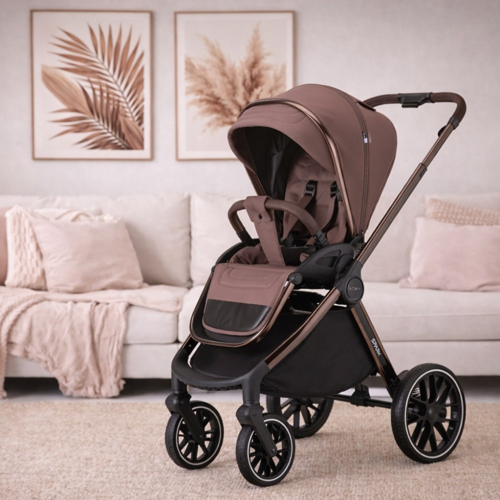 Adamex Spark - дитяча коляска 2в1, люлька складається, телескопічна ручка для батьків  • 12 Chocolate Truffle