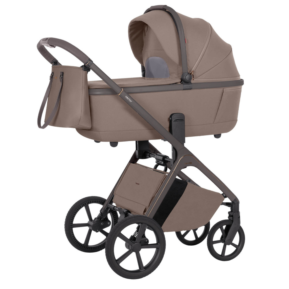 Carrello Vector CRL-6552 - lekki wózek dziecięcy 2w1 z regulacją wysokości gondoli i siedziska spacerówki • Cashmere Beige