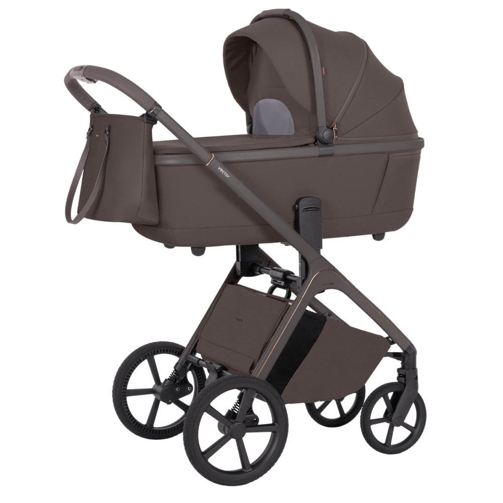 Carrello Vector CRL-6552 - lekki wózek dziecięcy 2w1 z regulacją wysokości gondoli i siedziska spacerówki • Merino Beige
