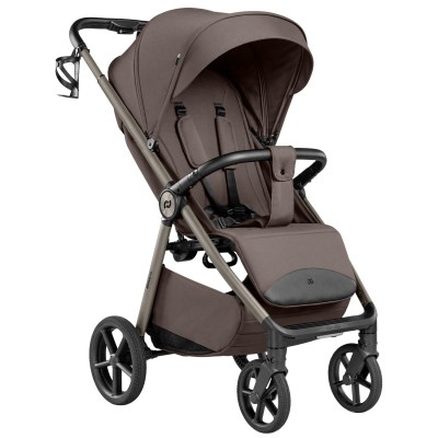 Carrello Bravo Lite Deluxe CRL-5529 - wózek spacerowy całoroczny, spacerówka z dużymi kołami, z lampką LED, teleskopowa regulacja rączki, łatwe składanie • Derby Brown