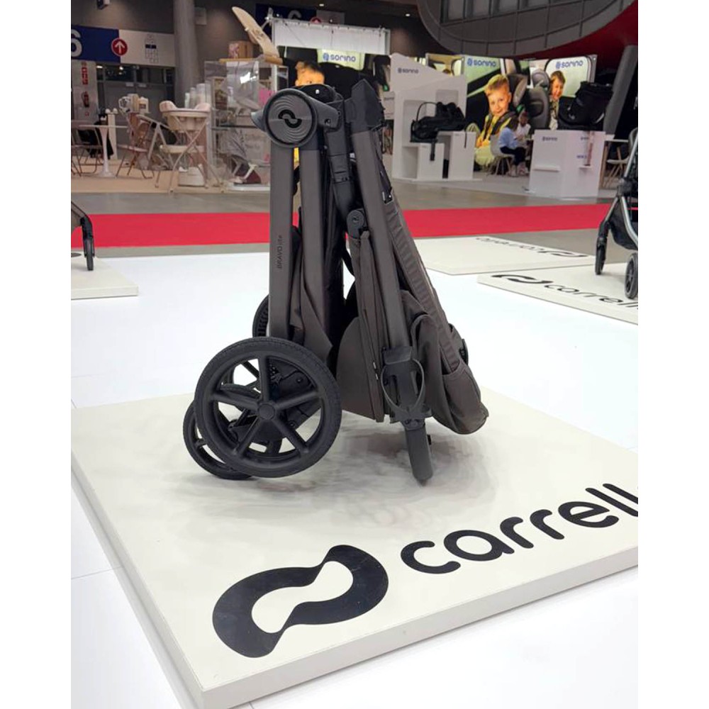 Carrello Bravo Lite Deluxe CRL-5529 - прогулянкова коляска з підсвіткою, всесезонний візок, телескопічне регулювання ручки, великі колеса, захист від сповзання, зручно складається • Oak Beige