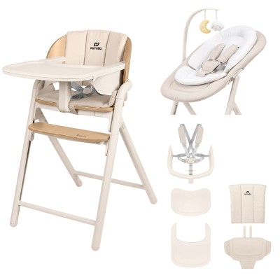 Carrello Tenero CRL-9507 - krzesełko do karmienia 3w1, leżaczek • Olympus Biege Wooden