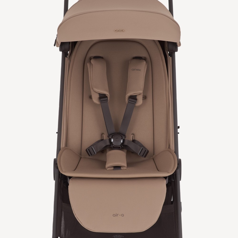 Anex Air-Q - lekki wózek dziecięcy 2w1, kompaktowy wózek podróżny, gondola składana razem ze stelażem do rozmiarów bagażu podręcznego • Karamell