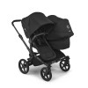 Bugaboo Donkey 6 Duo - premium wózek dla dwojga, rodzeństwo rok po roku lub bliźnięta obok siebie, tylko 74 cm szerokości, powiększony kosz do 15 kg • Heritage Black