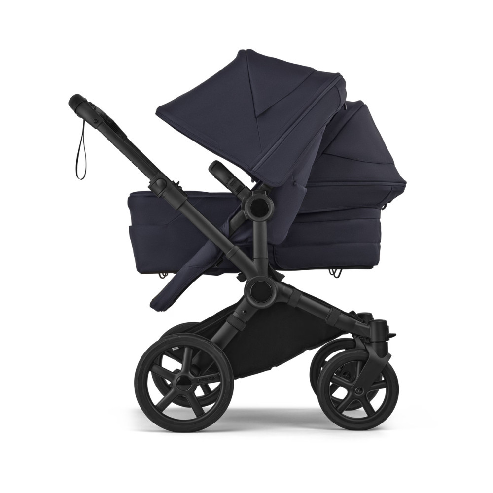 Bugaboo Donkey 6 Duo - premium wózek dla dwojga, rodzeństwo rok po roku lub bliźnięta obok siebie, tylko 74 cm szerokości, powiększony kosz do 15 kg • Deep Indigo