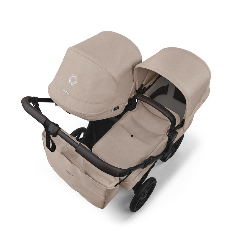 Bugaboo Donkey 6 Duo - premium wózek dla dwojga, rodzeństwo rok po roku lub bliźnięta obok siebie, tylko 74 cm szerokości, powiększony kosz do 15 kg • Desert Taupe Melange