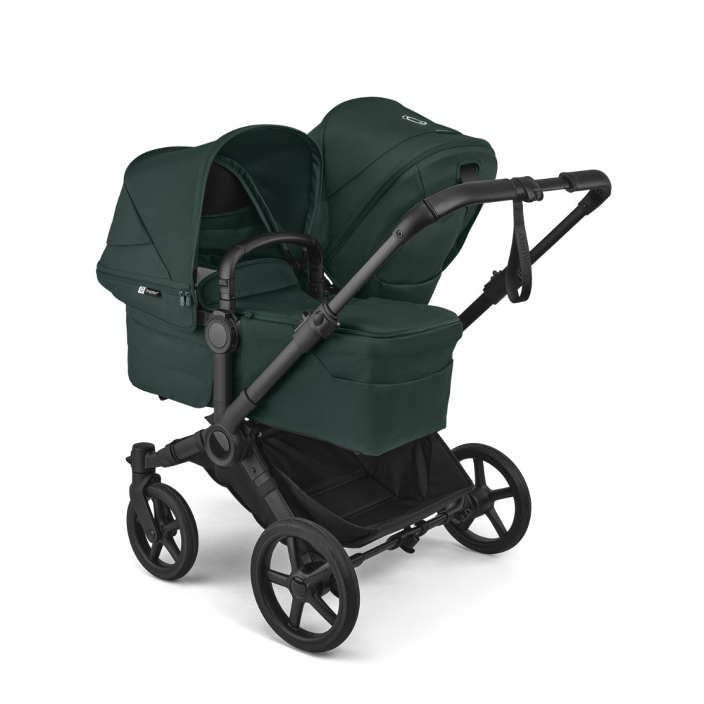Bugaboo Donkey 6 Duo - premium wózek dla dwojga, rodzeństwo rok po roku lub bliźnięta obok siebie, tylko 74 cm szerokości, powiększony kosz do 15 kg • Fern Green