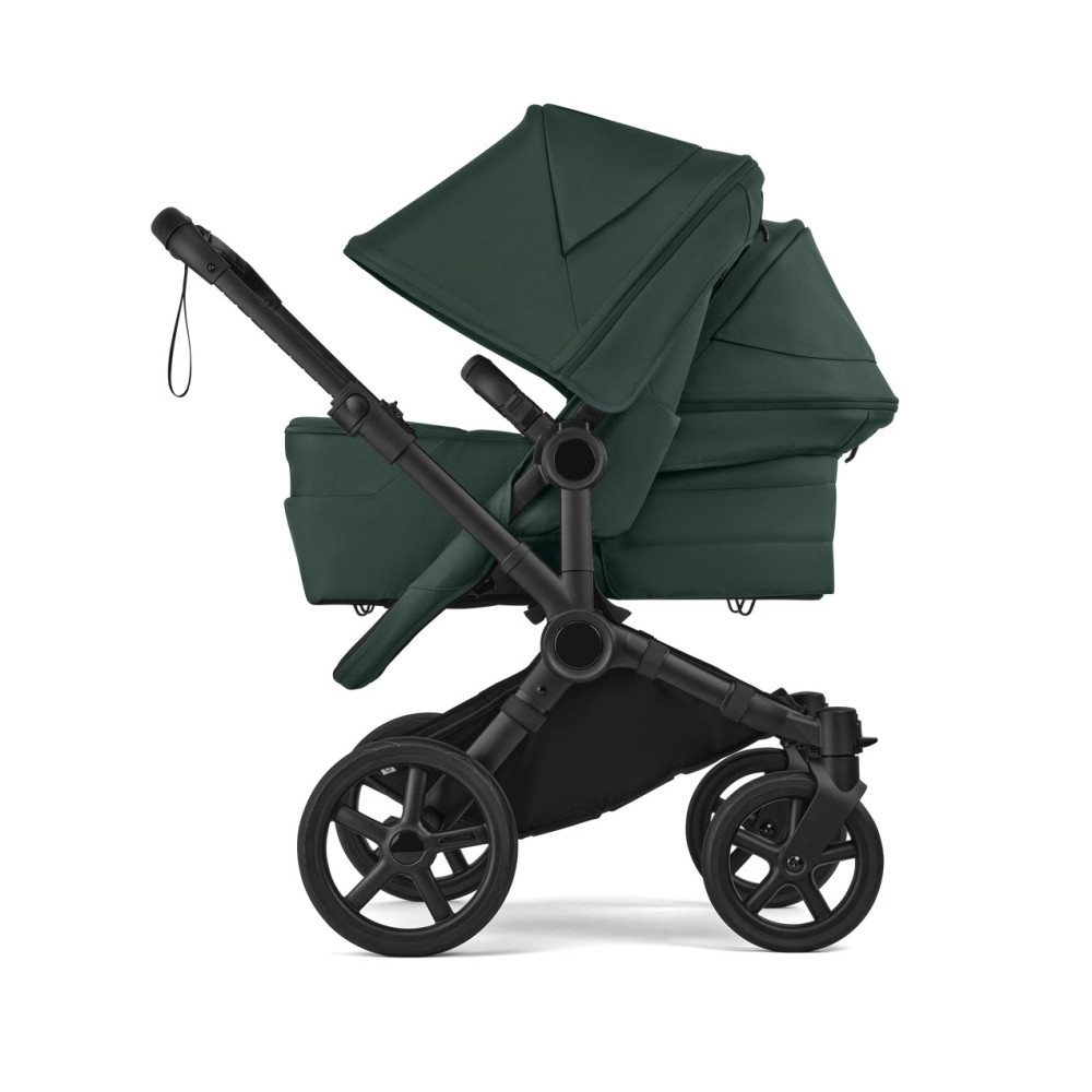 Bugaboo Donkey 6 Duo - premium wózek dla dwojga, rodzeństwo rok po roku lub bliźnięta obok siebie, tylko 74 cm szerokości, powiększony kosz do 15 kg • Fern Green