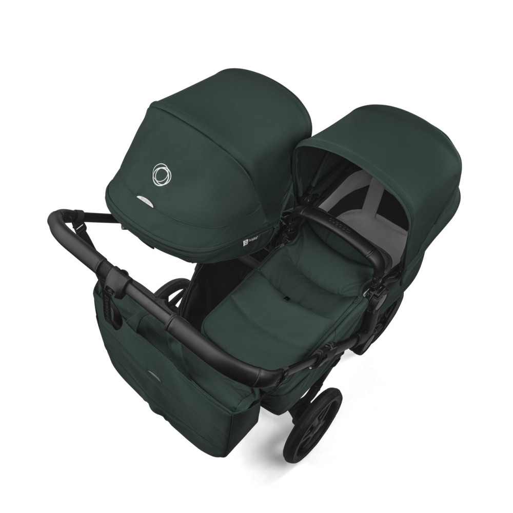 Bugaboo Donkey 6 Duo - premium wózek dla dwojga, rodzeństwo rok po roku lub bliźnięta obok siebie, tylko 74 cm szerokości, powiększony kosz do 15 kg • Fern Green