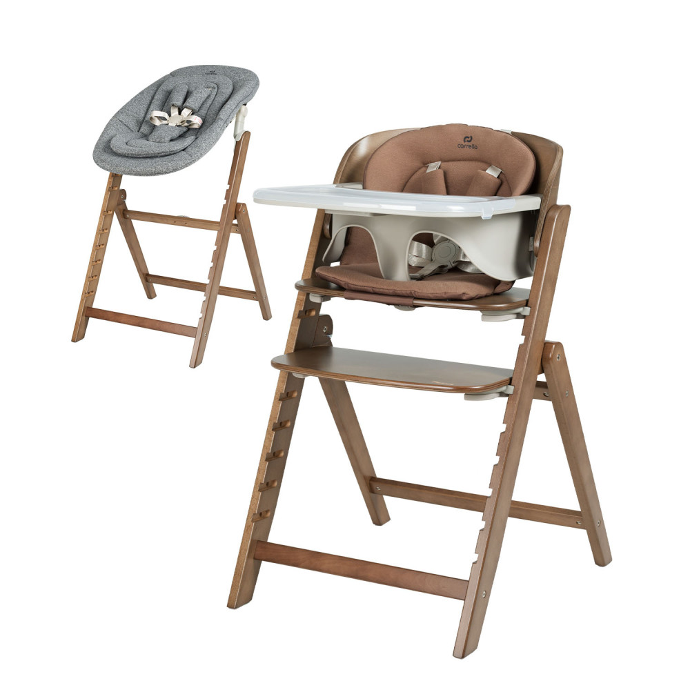 Carrello Focus CRL-16801 - krzesełko do karmienia i leżaczek dla noworodka, rośnie z dzieckiem • Moka Brown