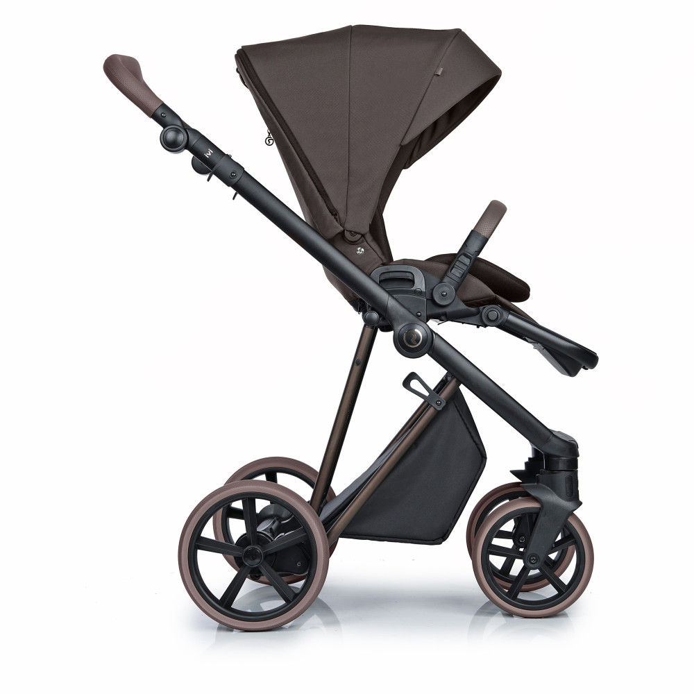 Roan IVI 2.0 Vintage - дитяча коляска 2в1, матрац Air Zone 3D, підкладка в колір коляски, безкамерні колеса • Turkish Coffee Brown