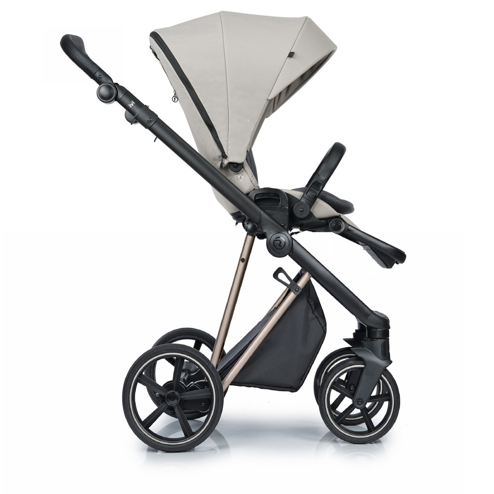 Roan IVI 2.0 - wózek dziecięcy 2w1, aluminiowy stelaż, bawełniane wnętrze gondoli, koła bezdętkowe • Sesame Champagne Roan IVI 2.0 - wózek dziecięcy 2w1, aluminiowy stelaż, bawełniane wnętrze gondoli, koła bezdętkowe • Sesame Champagne