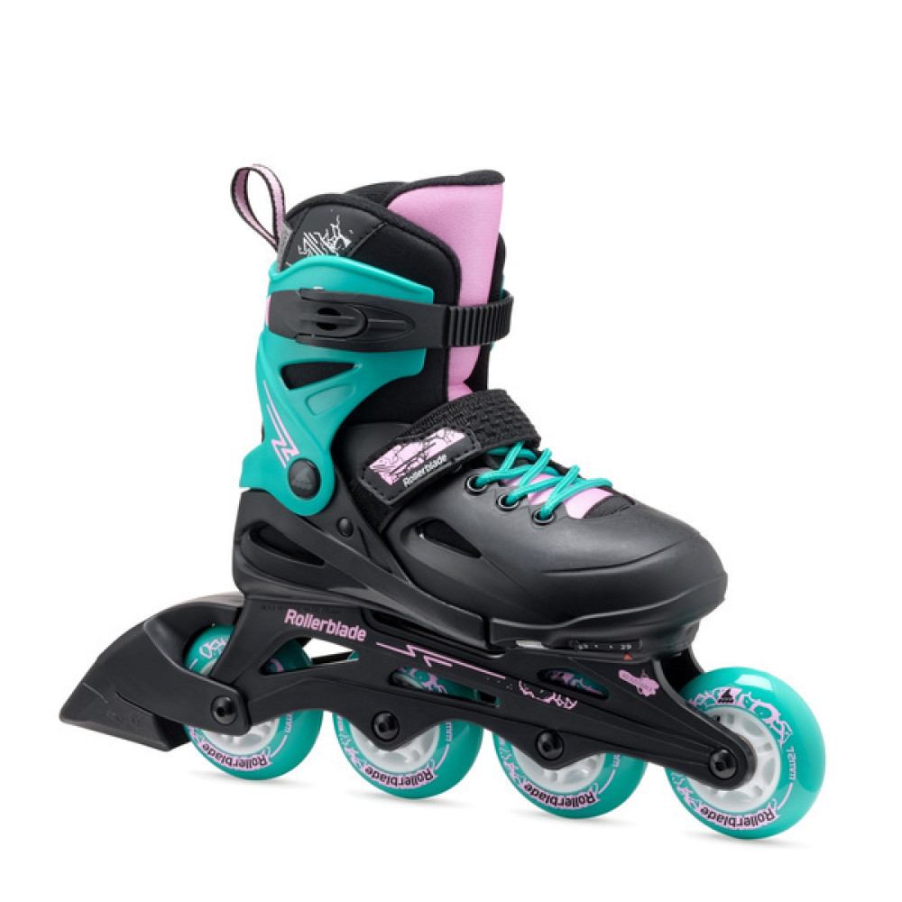 Rollerblade Fury - дитячі регульовані ролики, розмір 36.5-40.5, модель 2025 • Black/Sea Green