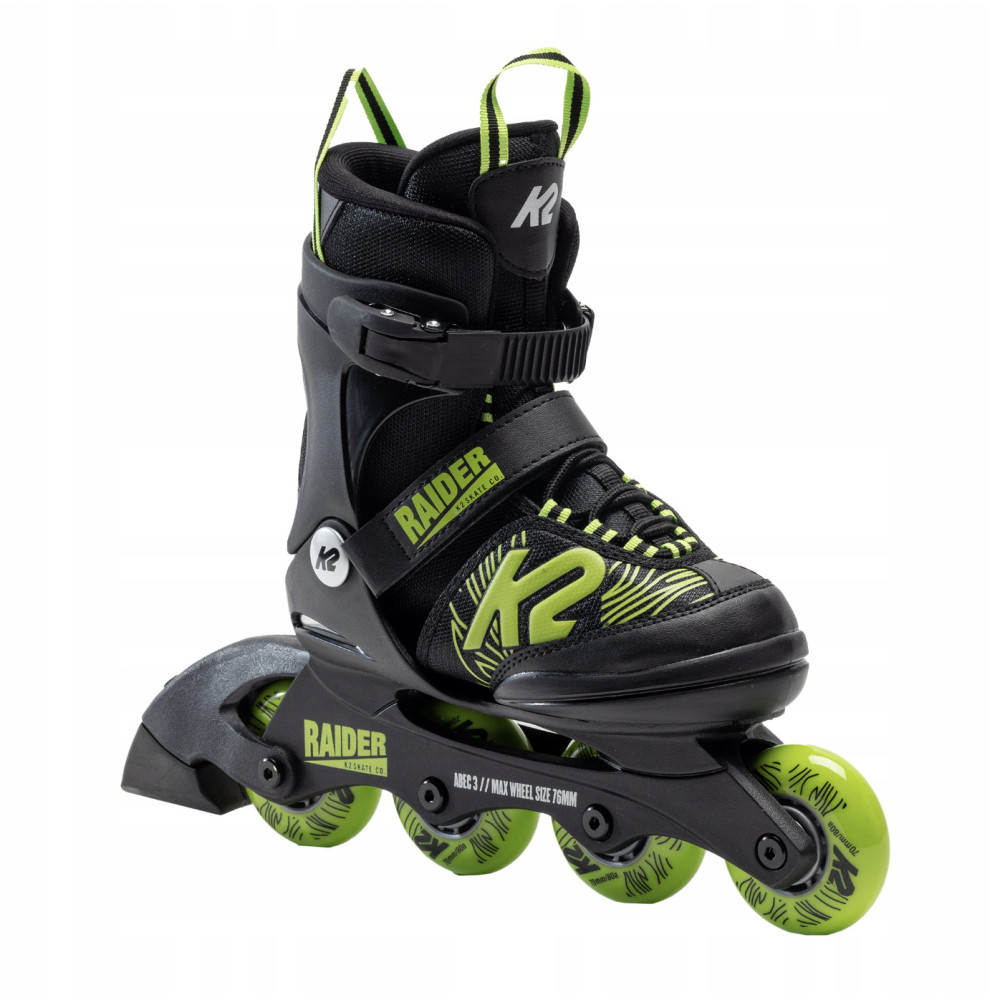 K2 Raider - rolki dziecięce regulowane, rozmiar 29-34 • Black/Green