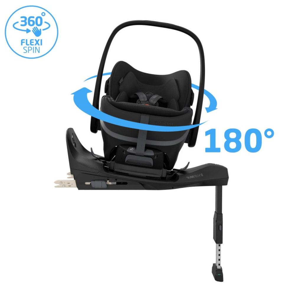Maxi Cosi Pebble Slide Pro - lekki fotelik samochodowy dla niemowląt, nosidełko (0 - 24mc / 40 - 87cm / 0 - 13kg), SLIDETECH 2, rozkładanie do pozycji leżącej • Black Onyx