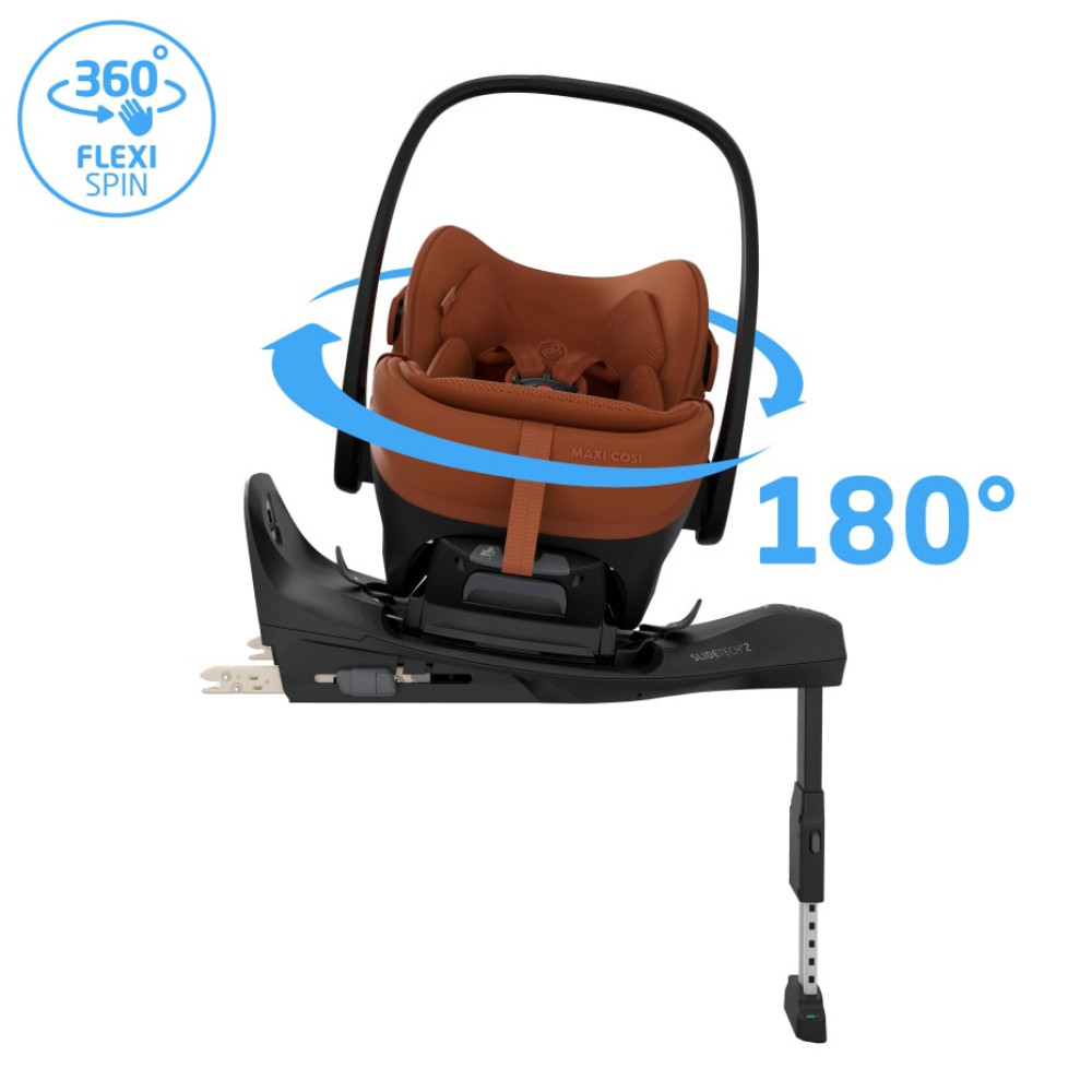 Maxi Cosi Pebble Slide Pro - lekki fotelik samochodowy dla niemowląt, nosidełko (0 - 24mc / 40 - 87cm / 0 - 13kg), SLIDETECH 2, rozkładanie do pozycji leżącej • Copper Terra