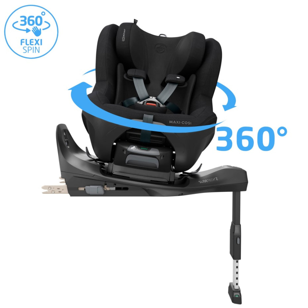 Maxi Cosi Pearl Slide Pro - поворотне автокрісло (3міс - 4роки / 61 - 105см / 0 - 17.5кг), SLIDETECH 2, встановлення лише на базі • Authentic Black