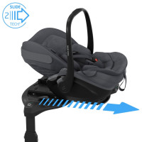 Maxi Cosi Pebble Slide Pro - lekki fotelik samochodowy dla niemowląt z bazą FamilyFix Slide Pro (0 - 24mc / 40 - 87cm / 0 - 13kg), SLIDETECH 2, obrót i wysuwanie o 27 cm • Moon Graphite