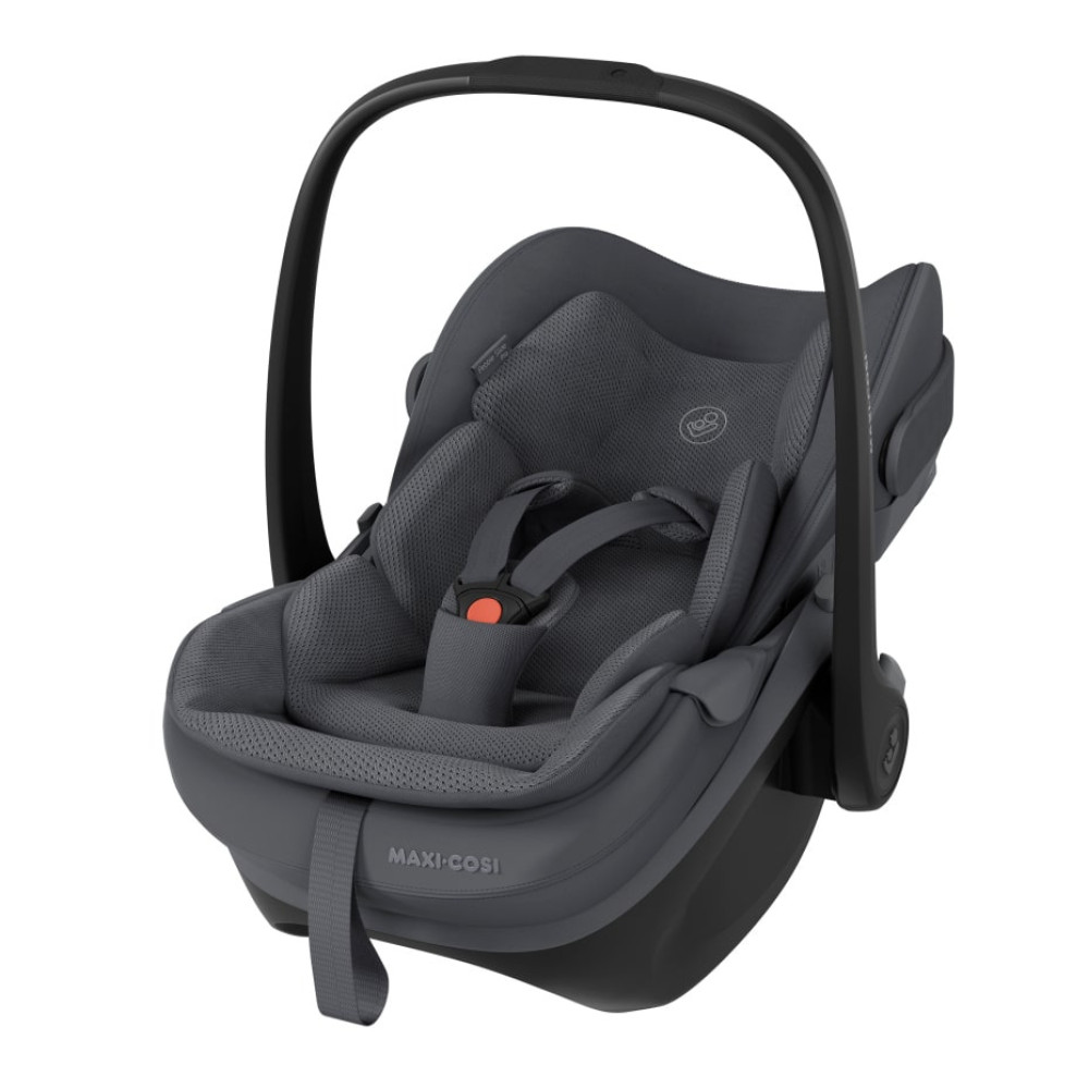 Maxi Cosi Pebble Slide Pro - lekki fotelik samochodowy dla niemowląt z bazą FamilyFix Slide Pro (0 - 24mc / 40 - 87cm / 0 - 13kg), SLIDETECH 2, obrót i wysuwanie o 27 cm • Moon Graphite