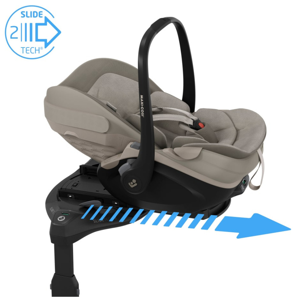 Maxi Cosi Pebble Slide Pro - легке автокрісло для немовлят із базою FamilyFix Slide Pro (0 - 24міс / 40 - 87см / 0 - 13кг), SLIDETECH 2, поворот і висування на 27 см • Sapphire Sand