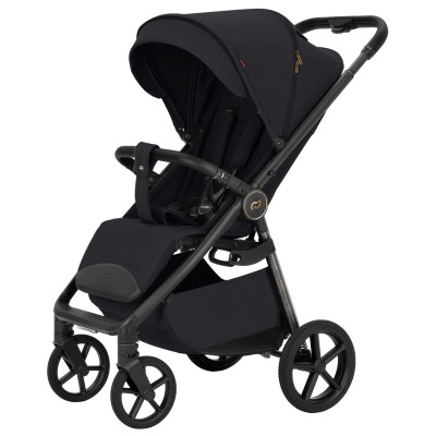 Carrello Bravo Carbon 2026 CRL-5530 - wózek spacerowy całoroczny z lampką LED, ulepszona amortyzacja, magnetyczne zapięcie pasów, rączka teleskopowa • Deep Black