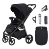 Carrello Bravo Carbon 2026 CRL-5530 - wózek spacerowy całoroczny z lampką LED, ulepszona amortyzacja, magnetyczne zapięcie pasów, rączka teleskopowa • Deep Black