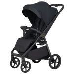 Carrello Bravo Carbon 2026 CRL-5530 - прогулянкова коляска цілорічна зі світлодіодним ліхтарем, покращена амортизація, магнітне застібання ременів, телескопічна ручка • Deep Black