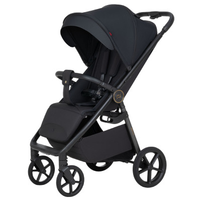 Carrello Bravo Carbon 2026 CRL-5530 - прогулянкова коляска цілорічна зі світлодіодним ліхтарем, покращена амортизація, магнітне застібання ременів, телескопічна ручка • Deep Black