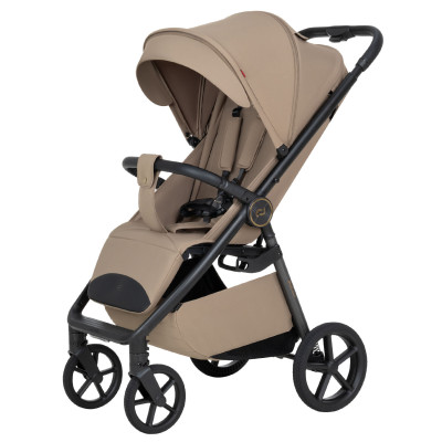 Carrello Bravo Carbon 2026 CRL-5530 - прогулянкова коляска цілорічна зі світлодіодним ліхтарем, покращена амортизація, магнітне застібання ременів, телескопічна ручка • Ketch Beige