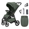 Carrello Bravo Carbon 2026 CRL-5530 - wózek spacerowy całoroczny z lampką LED, ulepszona amortyzacja, magnetyczne zapięcie pasów, rączka teleskopowa • Tropic Green