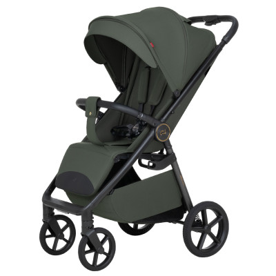 Carrello Bravo Carbon 2026 CRL-5530 - прогулянкова коляска цілорічна зі світлодіодним ліхтарем, покращена амортизація, магнітне застібання ременів, телескопічна ручка • Tropic Green